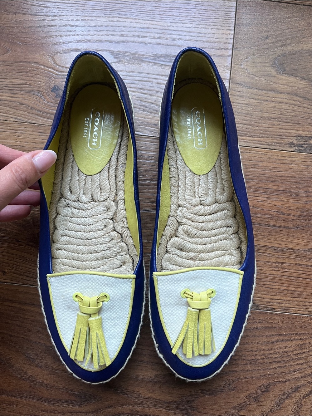 Romy Navy and Yellow Tassel Espadrille Loafers